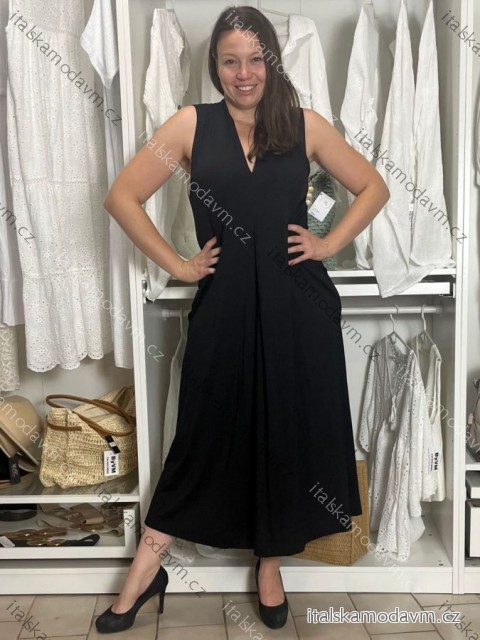 Šaty dlhé letné bez rukávov dámske (S/M/L ONE SIZE) TALIANSKA MÓDA IMM25M12669/DU S/M/L čierna
