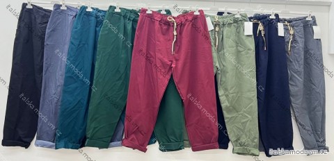 Kalhoty strečové dámské nadrozměr (50/52/54 ONE SIZE) ITALSKÁ MÓDA IM425568