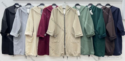 Mikina teplá s kapucňou na zips dlhý rukáv dámska nadrozmer (50/52/54 ONE SIZE) TALIANSKA MÓDA IM425577