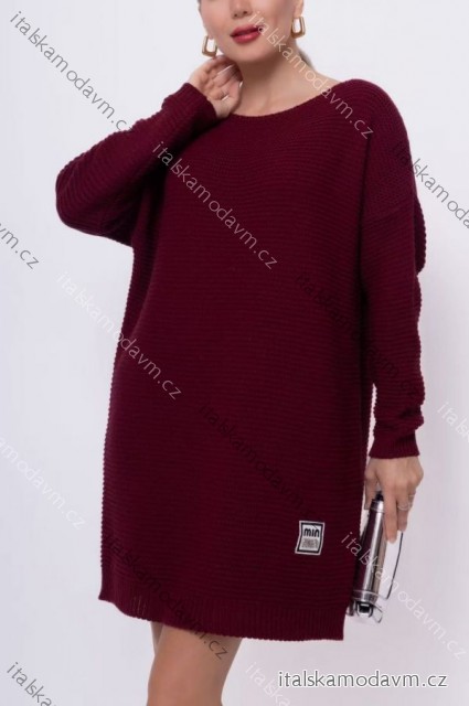 Sveter predĺžený pletený dlhý rukáv dámsky nadrozmer (48/50/52 ONE SIZE) TALIANSKA MÓDA IM425579