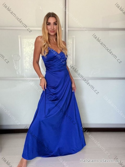 Šaty dlouhé společenské saténové na ramínka dámské ALESSIA (XS/S/M ONE SIZE) ITALSKá MODA IMSP255888/DU