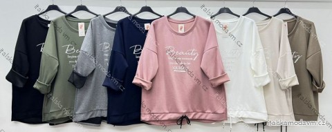 Mikina teplá dlhý rukáv dámska nadrozmer (54/56/58 ONE SIZE) TALIANSKA MÓDA IM425583
