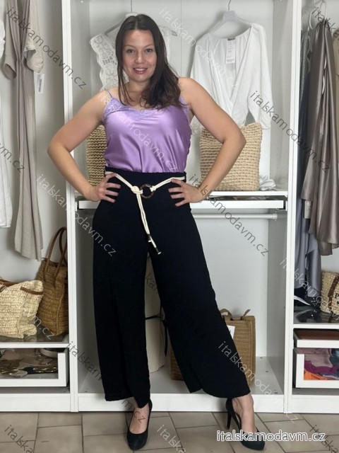 Nohavice dlhé letné dámske (S/M/L ONE SIZE) TALIANSKA MÓDA IMPLI242609/DU S/M/L čierna