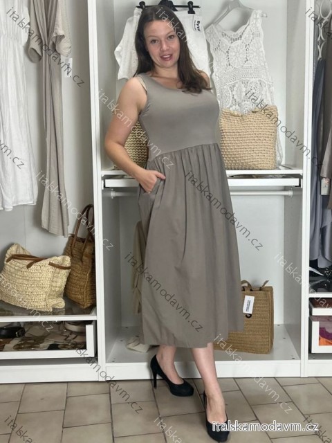 Šaty dlhé voľnočasové letné bez rukávov dámske (S/M/L ONE SIZE) TALIANSKA MÓDA IMWBR252310/DUR S/M/L hnedá