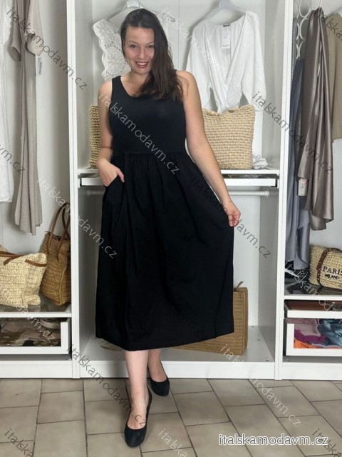 Šaty dlhé voľnočasové letné bez rukávov dámske (S/M/L ONE SIZE) TALIANSKA MÓDA IMWBR252310/DUR S/M/L čierna