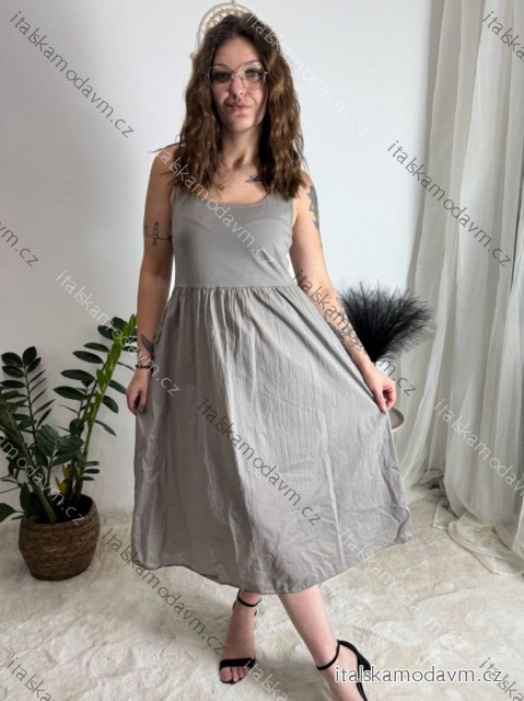 Šaty voľnočasové bez rukávu dámske Adeline (M/L/XL ONE SIZE) TALIANSKA MÓDA IM4253191/DUR šedá M/L/XL