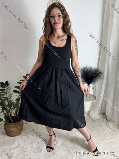 Šaty volnočasové bez rukávu dámské Adeline (M/L/XL ONE SIZE) ITALSKÁ MÓDA IM4253191/DUR Černá M/L/XL