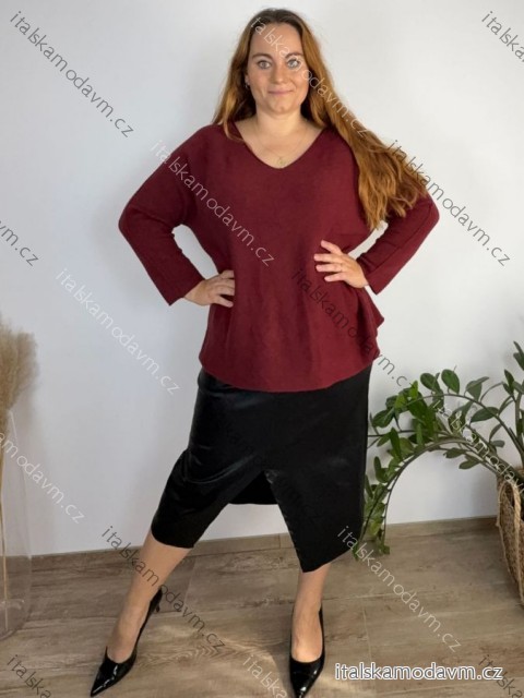 Sveter úpletový tenký dlhý rukáv dámsky VILEMINA  (54/56/58 ONE SIZE) TALIANSKA MÓDA IM425558