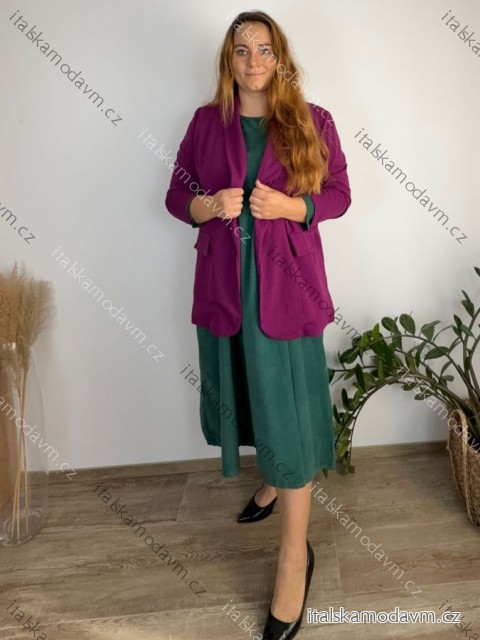 Sako dlhý rukáv dámsky nadrozmer (52/54 ONE SIZE) TALIANSKA MÓDA IM4242607/DUR sv. fuchsiová 52/54