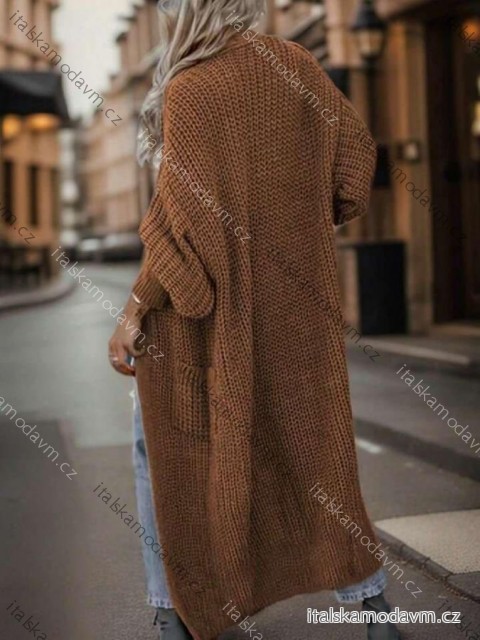 Cardigan dlouhý pletený dlouhý rukáv dámský (M/L/XL ONE SIZE) ITALSKÁ MÓDA IMD24468