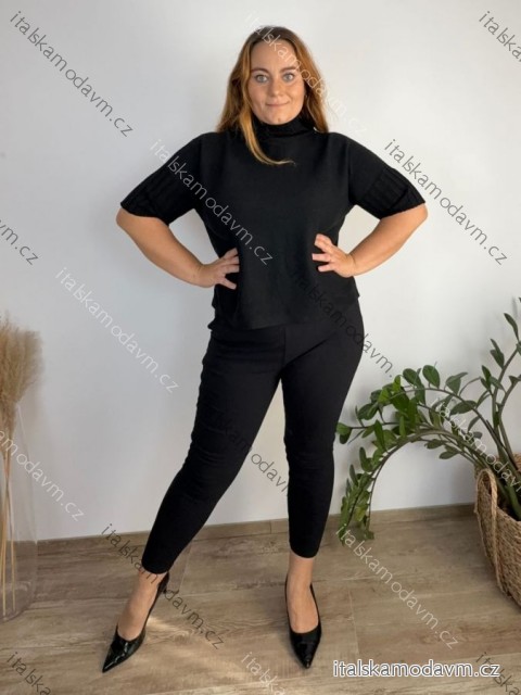 Sveter úpletový so stojačikom krátky rukáv dámsky nadrozměr (52/54/56 ONE SIZE) TALIANSKA MÓDA IMWGBL25AT63535-2/DU