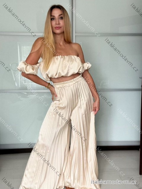 Súprava elegantný top krátky rukáv a nohavice dlhé dámske VERONA (S/M/L ONE SIZE) TALIANSKA MÓDA IMPOC2510102