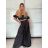 Souprava elegantní top krátký rukáv a kalhoty dlouhé dámské VERONA (S/M/L ONE SIZE) ITALSKÁ MÓDA IMPOC2510102 S/M/L Černá