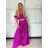 Souprava elegantní top krátký rukáv a kalhoty dlouhé dámské VERONA (S/M/L ONE SIZE) ITALSKÁ MÓDA IMPOC2510102 S/M/L růžová fuchsiová