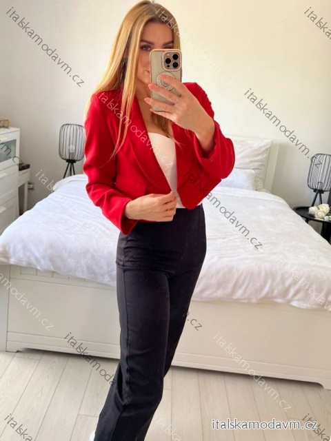 Sako zkrácené dlouhý rukáv dámské (S/M ONE SIZE) ITALSKÁ MÓDA IMPDY25MDUE991858/DR červená S/M/L
