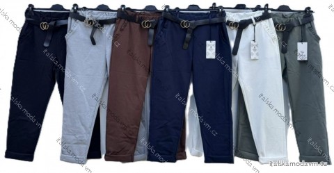 Kalhoty s páskem dámské nadrozměr (42/44/46 ONE SIZE) ITALSKÁ MÓDA IMD24417