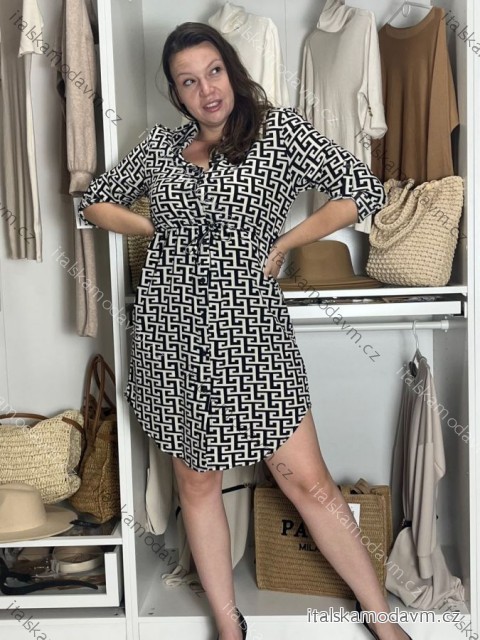 Šaty košeľové sťahovacie 3/4 dlhý rukáv dámske (S/M/L ONE SIZE) TALIANSKA MÓDA IMSM2511124/DUR