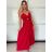 Šaty dlhé elegantné letné na ramienka dámske DIXIE  (S/M/L ONE SIZE) TALIANSKA MÓDA IMWHD252130/DUR S/M/L červená