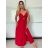 Šaty dlhé elegantné letné na ramienka dámske DIXIE  (S/M/L ONE SIZE) TALIANSKA MÓDA IMWHD252130/DUR S/M/L červená