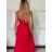 Šaty dlhé elegantné letné na ramienka dámske DIXIE  (S/M/L ONE SIZE) TALIANSKA MÓDA IMWHD252130/DUR S/M/L červená