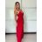Šaty dlhé elegantné letné na ramienka dámske DIXIE  (S/M/L ONE SIZE) TALIANSKA MÓDA IMWHD252130/DUR S/M/L červená