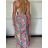 Šaty dlhé letné citrónky lemon, kvetované na ramienka dámske DIXIE (XS/S/M ONE SIZE) TALIANSKA MÓDA IMWHD252134-4/DUR -   šedá -   S / M