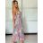 Šaty dlhé letné citrónky lemon, kvetované na ramienka dámske DIXIE (XS/S/M ONE SIZE) TALIANSKA MÓDA IMWHD252134-4/DUR -   šedá -   S / M