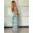 Šaty dlhé letné citrónky lemon, kvetované na ramienka dámske DIXIE (XS/S/M ONE SIZE) TALIANSKA MÓDA IMWHD252134-6/DUR -   modrá -   S / M