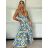 Šaty dlhé letné citrónky lemon, kvetované na ramienka dámske DIXIE (XS/S/M ONE SIZE) TALIANSKA MÓDA IMWHD252134-6/DUR -   modrá -   S / M