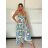 Šaty dlhé letné citrónky lemon, kvetované na ramienka dámske DIXIE (XS/S/M ONE SIZE) TALIANSKA MÓDA IMWHD252134-6/DUR -   modrá -   S / M