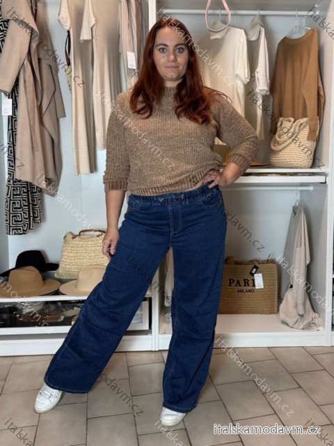Rifle široké nohavice dlouhé dámské nadrozměr  FLOW (XS-2XL) MOG252075/DU XXL modrá