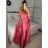 Šaty dlouhé saténové s variabilním zavazováním letní dámské  (S/M/L ONE SIZE) ITALSKÁ MÓDA IMM2250677 červená S/M/L