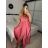 Šaty dlouhé saténové s variabilním zavazováním letní dámské  (S/M/L ONE SIZE) ITALSKÁ MÓDA IMM2250677 červená S/M/L