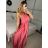 Šaty dlouhé saténové s variabilním zavazováním letní dámské  (S/M/L ONE SIZE) ITALSKÁ MÓDA IMM2250677 červená S/M/L