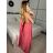 Šaty dlouhé saténové s variabilním zavazováním letní dámské  (S/M/L ONE SIZE) ITALSKÁ MÓDA IMM2250677 červená S/M/L