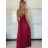 Šaty dlouhé společenské saténové na ramínka dámské ALESSIA (XS/S/M ONE SIZE) ITALSKá MODA IMSP255888