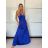 Šaty dlouhé společenské saténové na ramínka dámské ALESSIA (XS/S/M ONE SIZE) ITALSKá MODA IMSP255888