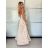 Šaty dlouhé společenské saténové na ramínka dámské ALESSIA (XS/S/M ONE SIZE) ITALSKá MODA IMSP255888