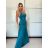Šaty dlouhé společenské saténové na ramínka dámské ALESSIA (XS/S/M ONE SIZE) ITALSKá MODA IMSP255888