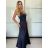 Šaty dlouhé společenské saténové na ramínka dámské ALESSIA (XS/S/M ONE SIZE) ITALSKá MODA IMSP255888