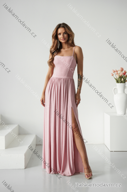 Šaty dlhé spoločenské trblietavé na ramienka dámske (34-38) POLSKÁ MÓDA PMLWD25AMELIA