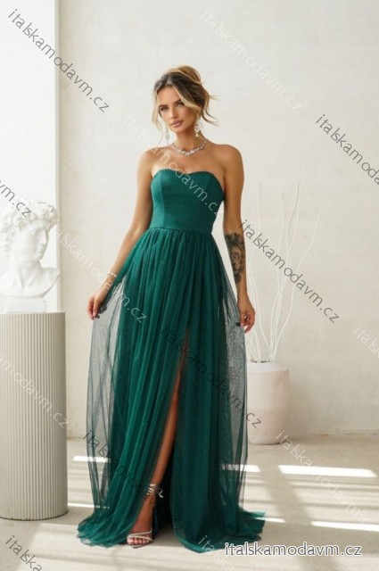 Šaty dlouhé carmen společenské třpytivé dámské (34-42) POLSKÁ MÓDA PMLWD25CECYLIA