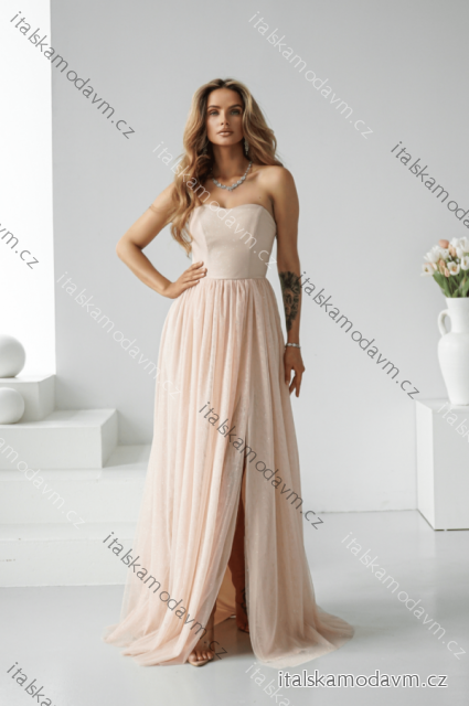 Šaty dlhé carmen spoločenské trblietavé dámske (34-42) POLSKÁ MÓDA PMLWD25CECYLIA4