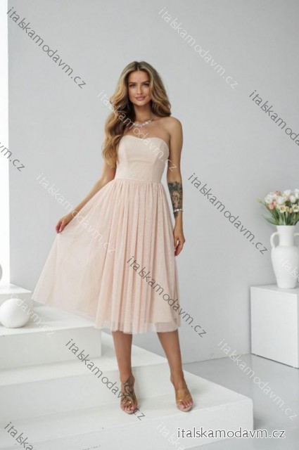 Šaty carmen spoločenské trblietavé dámske (34-42) POLSKÁ MÓDA PMLWD25GAJA3