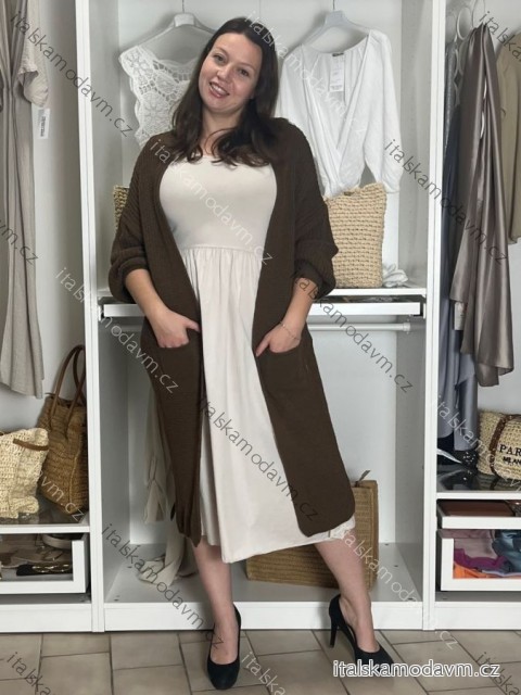 Cardigan pletený dlhý rukáv dámsky ANDY (XS/S/M/L/XL ONE SIZE) TALIANSKA MÓDA IMD22899/DUR S/M/L tmavo hnedá