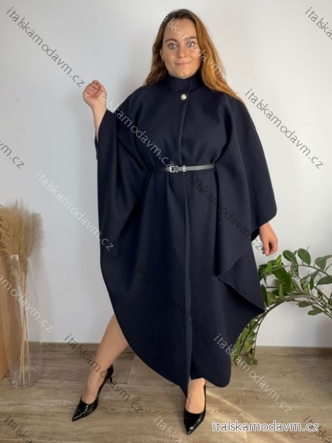 Kabát pončo dlhý dámsky nadrozměr STELA   (48/50/52/54) TALIANSKA MÓDA IMD25208/DU  tmavo modrá