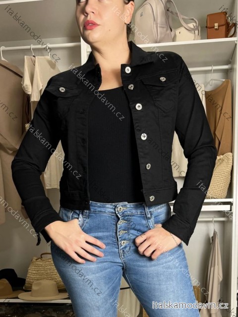 Bunda riflová jeans dámska MOON (S-2xl) MOON GIRL MOG25GYA2168-13/DU S Černá