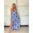 Šaty dlhé letné na ramienka dámske (S/M ONE SIZE) TALIANSKA MÓDA IMPBB24B25181/DUR -   modrá -   S / M
