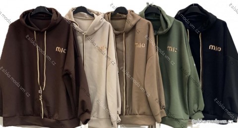 Mikina teplá s kapucňou dlhý rukáv dámska nadrozmer (54/56/58 ONE SIZE) TALIANSKA MÓDA IMC25390