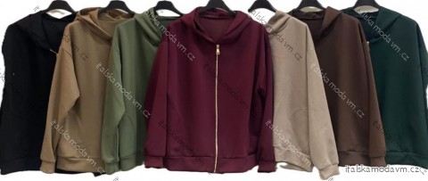 Mikina teplá s kapucňou na zips dlhý rukáv dámska nadrozmer (46/48/50 ONE SIZE) TALIANSKA MÓDA IMC25392
